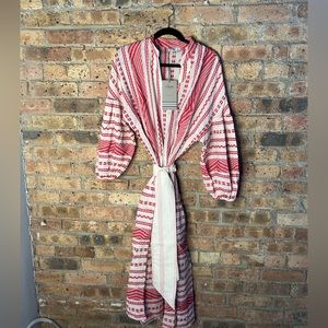 Devotion Twins red and white maxi dress with tie, size S, never been worn
